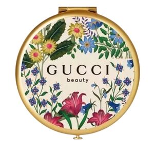 Gucci Beauty Floral Compact Mirror with Burgundy Snap Pouch (NWT)